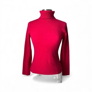 Suéter rojo vintage Ann Taylor para mujer pequeño de dos capas 100 % cachemir cuello alto - Imagen 1 de 15