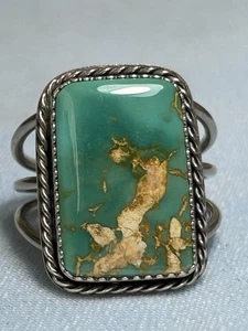 Klassischer handgefertigter natürlicher Nevada Türkis Ring Sterlingsilber Größe 12 - Bild 1 von 4