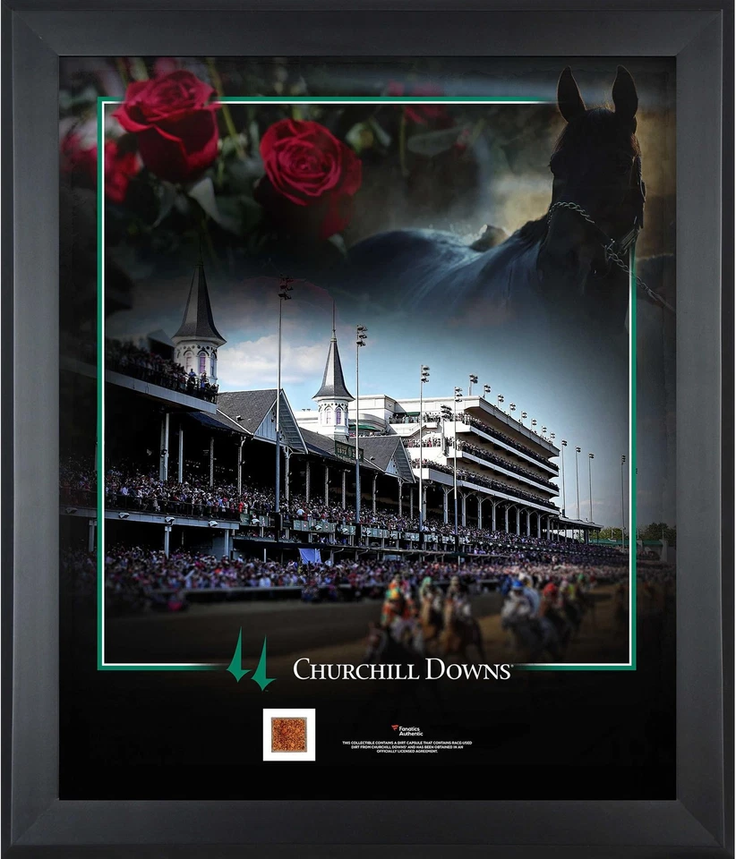 Churchill Downs Enmarcado 20" x 24" Collage y Carrera Usado Suciedad de Churchill Downs Foto 1 de 1
