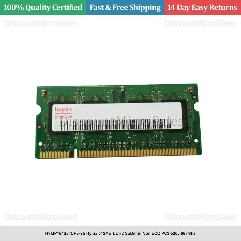 HYMP164S64CP6-Y5 Hynix 512MB DDR2 SoDimm Non ECC PC2-5300 667Mhz - Image 1 of 1