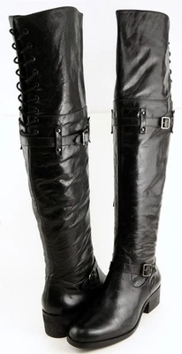 $495 POUR LA VICTOIRE VICTORELLA Botas Sobre la Rodilla de Diseñador de Cuero Negro 5.5 Foto 1 de 4