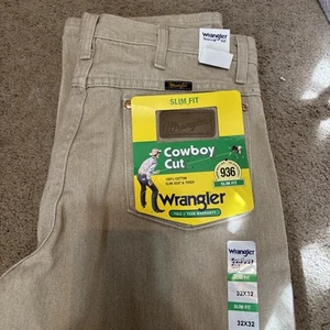 Wrangler Jeans Mens Size 32x32 Tan 936 Cowboy Cut Slim Light Western Denim - Picture 1 of 10