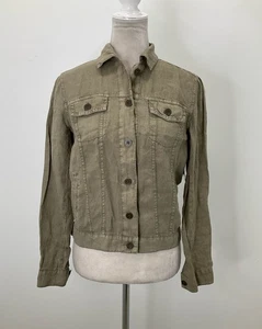 Michael Stars Olive Green Linen Button-Up Shirt Jacket Size XS - Picture 1 of 8