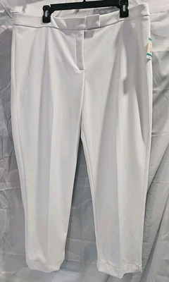 Pantalones de vestir ANNE KLEIN NUEVOS para mujer talla 16 blancos Bowie texturizados cónicos Foto 1 de 4