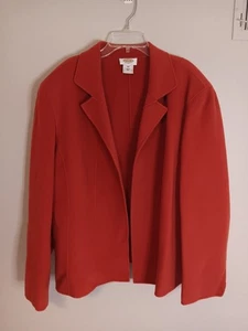 Talbots Red 100% Wool Blazer Jacket Sz 24 W Open Front Unlined - Picture 1 of 6