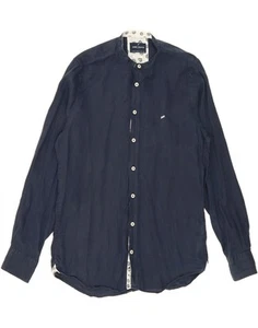 DANIEL HECHTER Mens Shirt Small Navy Blue Linen DE13 - Picture 1 of 3