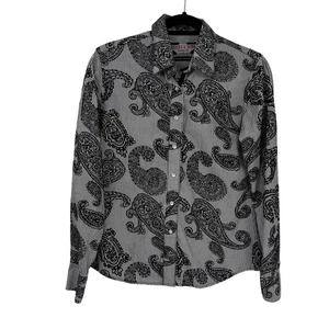 Camisa a Presión Brooks & Dunn Perla De Colección Para Mujer Mediana Negra Terciopelo Paisley - Imagen 1 de 12