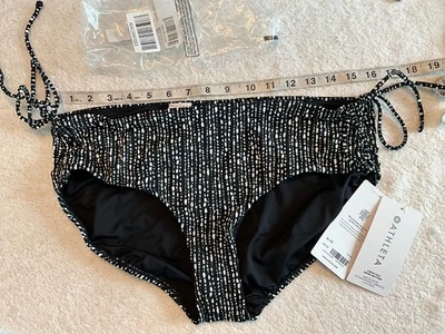 Bikini Athleta NUEVO CON ETIQUETAS XL 16 pulgadas fondo completo perlas de arroz negro crujiente 657720 Foto 1 de 4