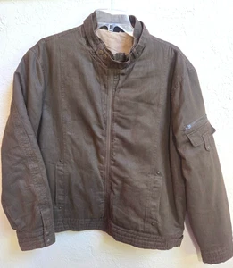 Burnside Bomber Jacket Mens Size 2XL Brown Poly Blend Zip Up Fully Lined Snaps - Picture 1 of 16