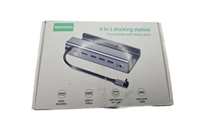 Rocoren 6-in-1 USB-C Docking Station HDMI LAN Gigabit Ethernet USB 3.0 Hub - Picture 1 of 1