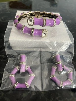 Auténtico conjunto de pendientes y brazalete brazalete Heidi Daus Bamboozled S/M Foto 1 de 3
