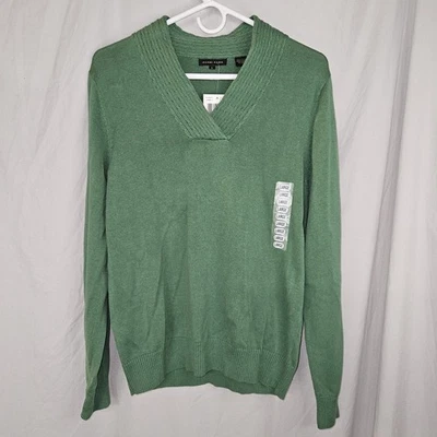 Suéter feminino Jeanne Pierre verde cacto gola V novo com etiquetas tamanho G 100% algodão - Imagem 1 de 4