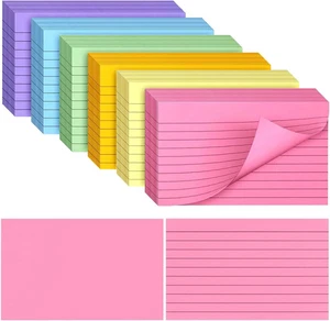 Carte Indice Carte da Appunti Colorate, 3 X 5 Pollici Carte da Appunti a Colori Righe per Scuola, Hom - Foto 1 di 12