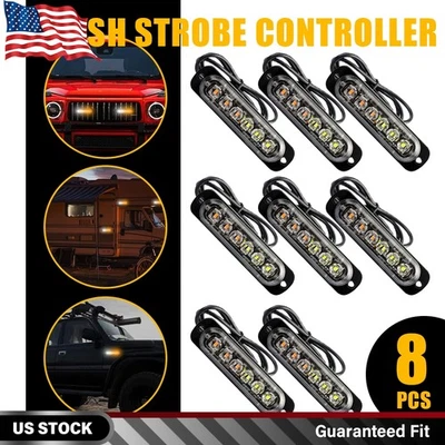 Luz estroboscópica de emergencia 8 piezas 6 LED para camión luz estroboscópica intermitente ámbar y blanca Foto 1 de 4