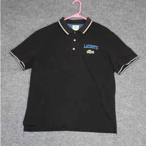 Lacoste schwarzes Poloshirt Herren Größe 6 entworfen in Frankreich großes Logo adrett - Bild 1 von 6