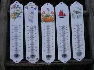 THERMOMETRE EMAILLE Extérieur 30cm CHOIX 30 MODELES EMAIL fabriqué en France - Picture 1 of 34
