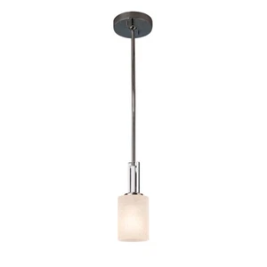 Justice Design Fusion Era 1-LT LED Mini-Pendant, Flat Rim, Fr Crack/Chrome - Picture 1 of 1
