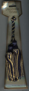 NAVY BLUE GOLD CHAIR TIE 4" TASSELS 22" CORD SPREAD LOT OF 2