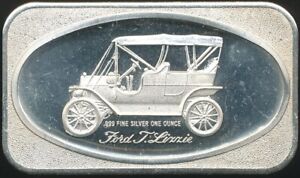 Vintage Art Bar! Ford T. Lizzie Proof Like 1 Oz. .999 Fine Silver Bar