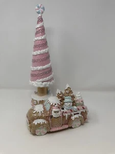Christmas Gingerbread Truck With Santa, Frosty Glittered, 8”, NEW - Picture 1 of 8