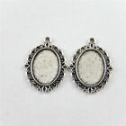 10PCS Antique Silver Oval Blank Bezel Setting Tray Charms Pendant Jewelry Making