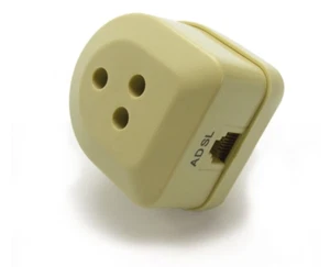 FILTRO ADSL TRIPOLARE RJ11 Adattatore Modem INTERNET Presa 3 poli TELEFONO FAX - Zdjęcie 1 z 1