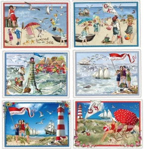 EDITION TAUSENDSCHÖN*Postkarte*Glitzer*Strandbad*Gruß von der Küste&See*A6 - Picture 1 of 9