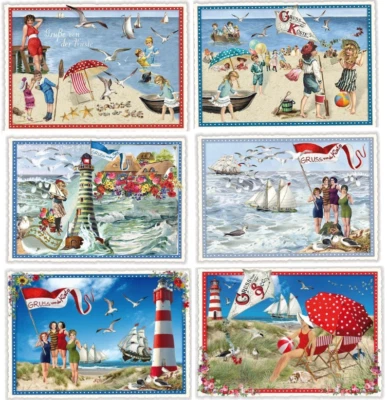 EDITION TAUSENDSCHÖN*Postkarte*Glitzer*Strandbad*Gruß von der Küste&See*A6 - Image 1 of 2