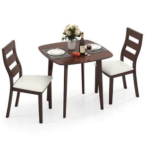 3-Piece Dining Table Set for 2 Wooden Square Kitchen Table & 2 Chairs - Picture 1 of 10