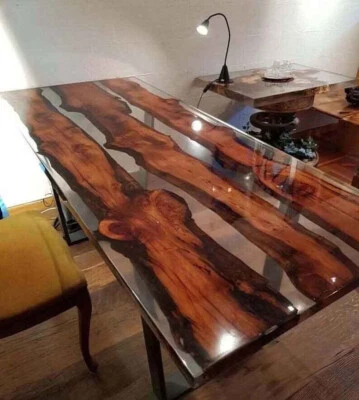 Clear Epoxy Dining Table Top, Epoxy Wooden Furniture Table Top, Office Decor - Image 1 of 3