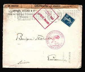 OPC 1915 France Paris to Switzerland Multi Censor - Picture 1 of 2
