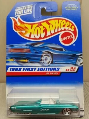 Coche convertible diecast Hot Wheels 1998 primeras ediciones '63 T Bird Teal 644 Foto 1 de 4
