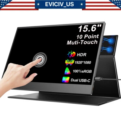 EVICIV Portable Monitor Touchscreen 15.6 FHD 1080P IPS 10-Point Touch Screen DHR - Image 1 of 4