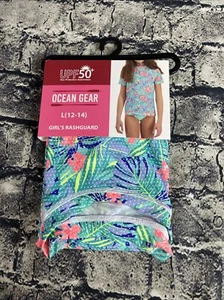 Ocean Gear Girls L 12-14 short sleeve RASHGUARD Top UPF 50+ Sun Protection - Picture 1 of 8