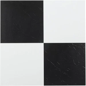 NEW Tivoli 12"x12" Black/White Peel Stick Self Adhesive Vinyl Floor Tiles (45pc) - Picture 1 of 6