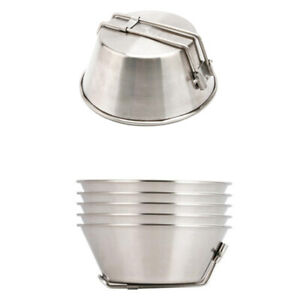 Outdoor Camping Stainless Steel Bowl with Foldable Handle Hiking Cookware LA