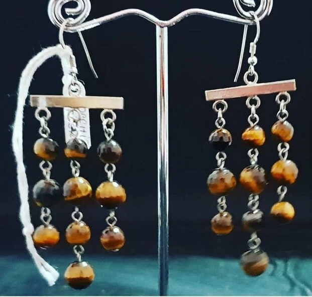 Orecchini in Occhio di Tigre e Argento 925  - Immagine 1 di 1