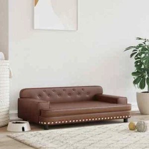 Hundebett Braun 90x53x30 cm Kunstleder - Bild 1 von 7