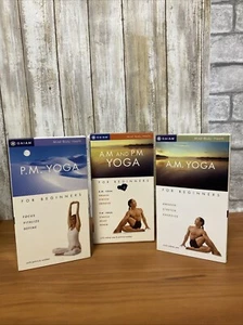 3 VHS TAPES ~ A.M. and P.M. Yoga For Beginners Gaiam Mind Body Health - Picture 1 of 5