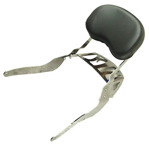 Chrome Sissy Bar Passenger Rear Backrest Pad with Luggage Rack UNKNOWN FITMENT - Picture 1 of 24