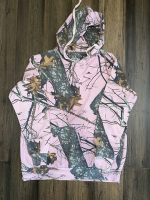 Mossy Oak Hoodie Pink Camo Long Sleeve Pocket Pullover Women's Size Large 12-14 - Image 1 of 4