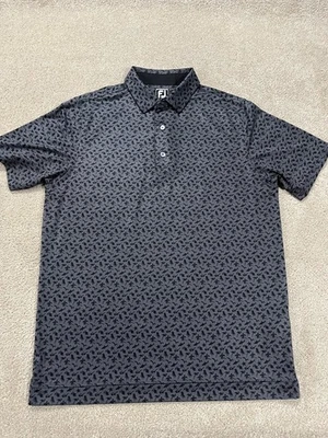 Footjoy Polo Shirt Mens Medium Athletic Fit Geometric Golf Performance Stretch - Image 1 of 4