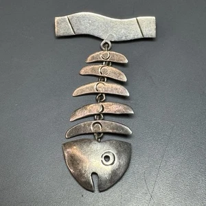 Spilla pesce articolato argento sterling vintage Messico Taxco - Foto 1 di 8