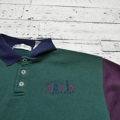 Camisa pulóver Paris Sport Club para mujer grande bloques de colores manga larga años 90 vintage Foto 1 de 4