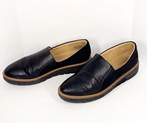 Naturalizer Effie Loafer Low Wedge Lightweight Black Leather Casual Office 9.5W - Picture 1 of 15
