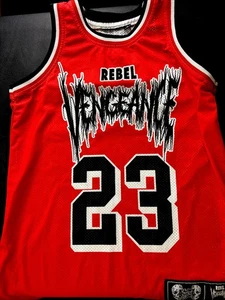 Rebel Vengeance #23 Basketball Trikot Herren klein rot und schwarz Mens Activewear - Bild 1 von 8