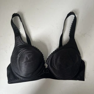 Vintage Victoria Secret Padded Demi Bra 34B Black Satin Duchess Collection - Picture 1 of 11