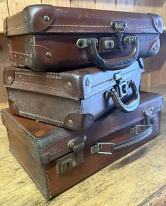 Stack of 3 Small Vintage  Suitcases  / Vintage Styling Suitcase Stack - Picture 1 of 16