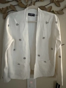 Karl Lagerfeld Paris Women's Floral-Rhinestone Cardigan Size M - Picture 1 of 4