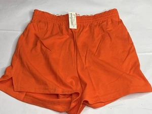 NWOT NOS Vintage 90s Y2K Soffe Orange Cotton Polyester Cheer Gym Shorts Medium - Picture 1 of 7